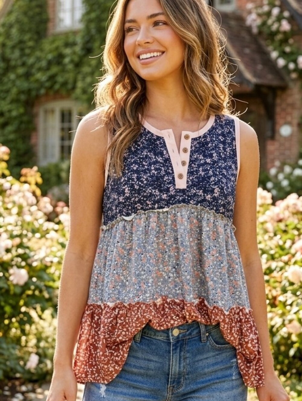 Floral Sleeveless Women's Top/ Tunic